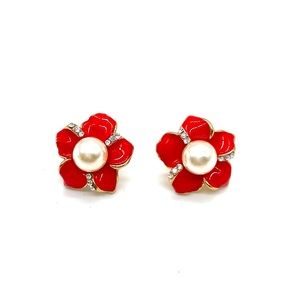 Yi Nuo Stud Earrings w/ Faux Pearls and Rhinestones on Laminate